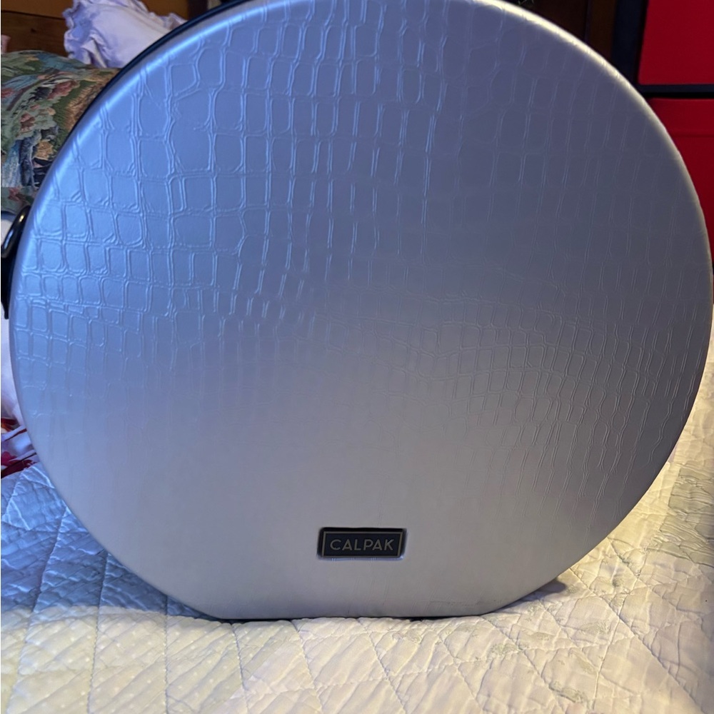 Calpak Silver Croc-Embossed Hat Box